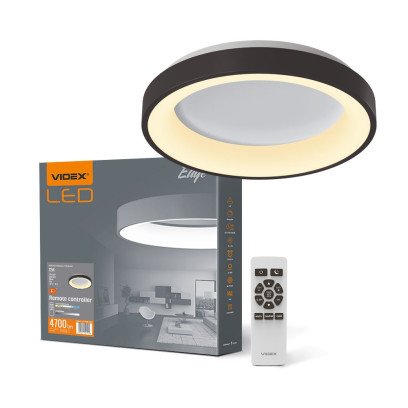 LED світильник настінно-стельовий кільцевий VIDEX 72W 2700K-6000K 220V Black, VLE-ERC-72B