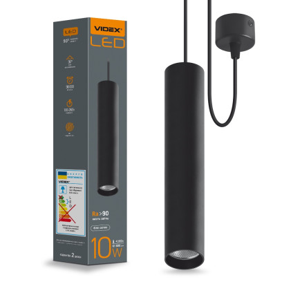 LED світильник підвісний накладний VIDEX 10W 4100K чорний, VL-SP-10034B