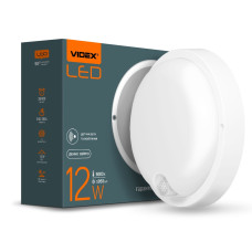 LED світильник з датчиком ІЧ IP54 круглий VIDEX 12W 5000K 220V білий