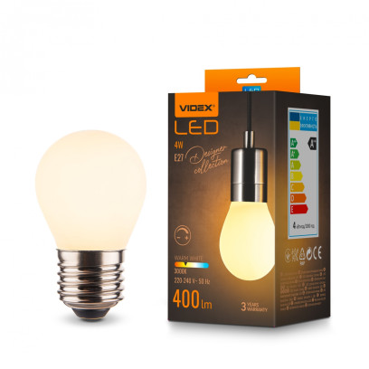 LED лампа VIDEX Filament 4W E27 3000K Porcelain dimmable, VL-DG45MO