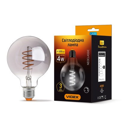 LED лампа VIDEX Filament G95FGD 4W E27 2100K, VL-G95FGD-04272