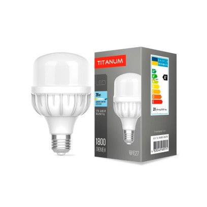 LED лампа TITANUM A80 20W E27 6500К, TL-HA80-20276