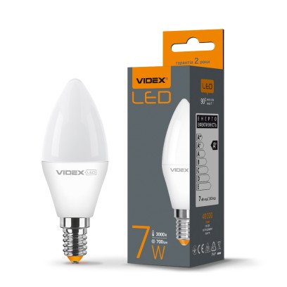 LED лампа VIDEX C37e 7W E14 3000K, VL-C37e-07143