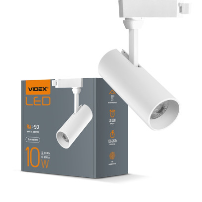 LED светильник трековый VIDEX 10W 4100K 220V белый, VL-TR04-104W