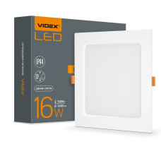 LED світильник вбудований квадрат VIDEX 16W 5000K 220V