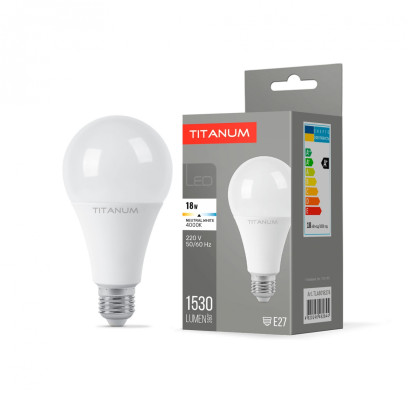 LED лампа TITANUM A80 18W E27 4100K, TLA8018274
