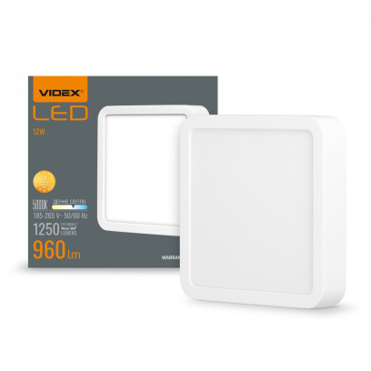 LED світильник накладний квадрат VIDEX 12W 5000K, VL-DLSS-125