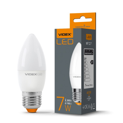 LED лампа VIDEX  C37e 7W E27 3000K, VL-C37e-07273