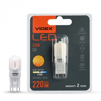 LED лампа VIDEX G9e 2.5W G9 4100K, VL-G9e-25224