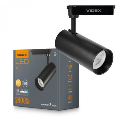 LED світильник трековий VIDEX 30W 60° 4100K чорний, VL-TR04W-304B