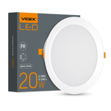 LED світильник вбудований круглий VIDEX 20W 5000K 220V