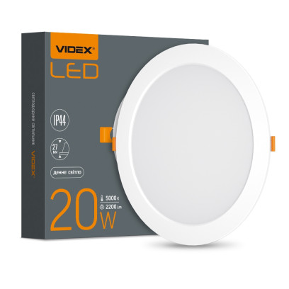 LED светильник встроенный круглый VIDEX 20W 5000K 220V, VL-DLBR-205