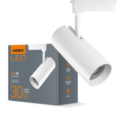 LED світильник трековий VIDEX 30W 4100K білий, VL-TR04-304W