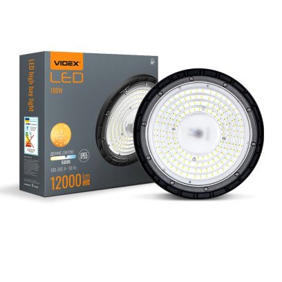 LED світильник висотний ХайБей VIDEX 100W 5000K 12000Lm 220V чорний, VL-HBe03-1005B