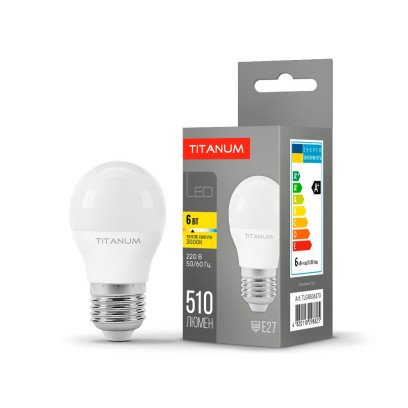LED лампа TITANUM G45 6W E27 3000K, TLG4506273