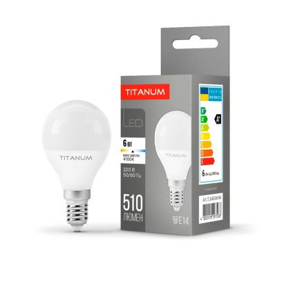 LED лампа TITANUM G45 6W E14 4100K, TLG4506144