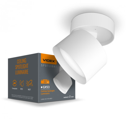 Світильник VIDEX під лампу GX53 поворотний білий, VL-SPF18B-W