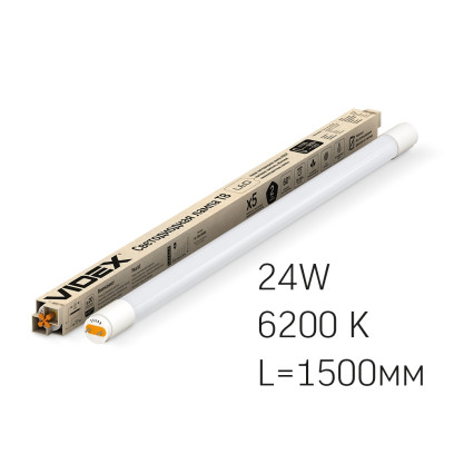 LED лампа VIDEX T8 24W 1.5M 6200K, матова, VL-T8-24156
