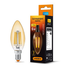 LED лампа VIDEX Filament C37FA 6W E14 2200K