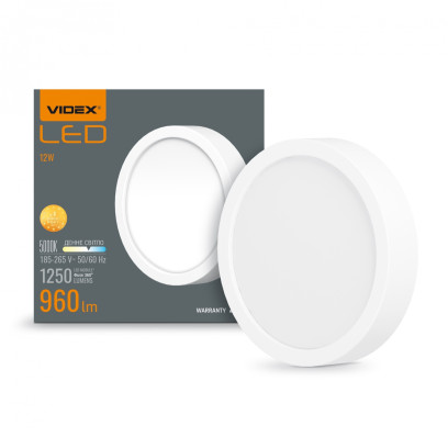 LED Світильник круглий накладний VIDEX 12W 5000K, VL-DLRS-125
