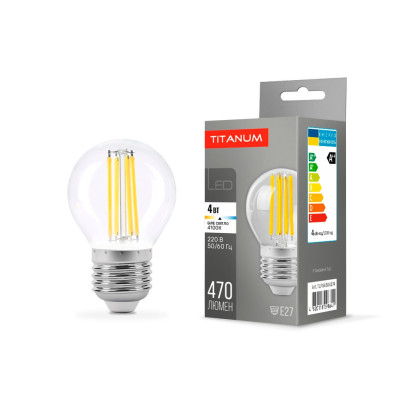 LED лампа TITANUM  Filament G45 4W E27 4100K 220V, TLFG4504274