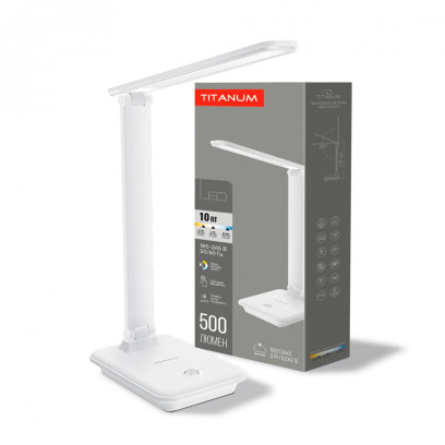 LED лампа настільна TITANUM 10W 3000-6500K біла, TLTF-009W