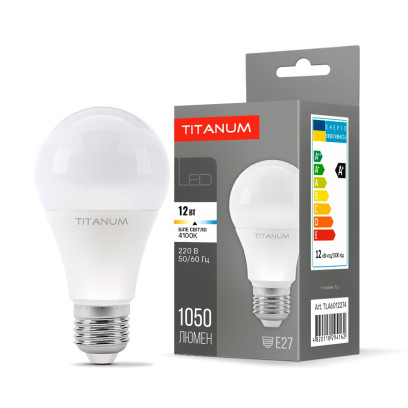 LED лампа TITANUM A60 12W E27 4100K, TLA6012274