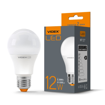 LED лампа VIDEX  A60e 12W E27 3000K, VL-A60e-12273