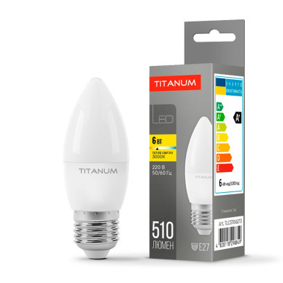 LED лампа TITANUM C37 6W E27 3000K 220V, TLС3706273