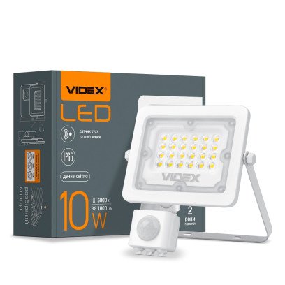 LED прожектор VIDEX F2e 10W 5000K з датчиком руху та освітленості, VL-F2e105W-S