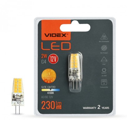 LED лампа VIDEX G4e 2W G4 4100K, VL-G4C-02124