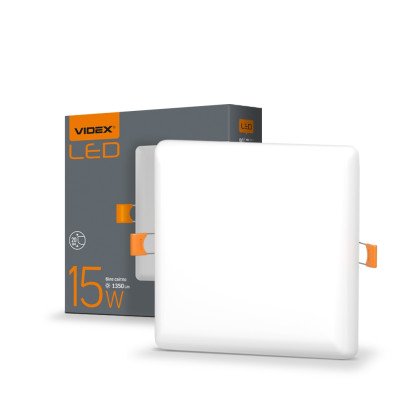LED світильник безрамковий квадратний VIDEX 15W 4100K, VL-DLFS-154