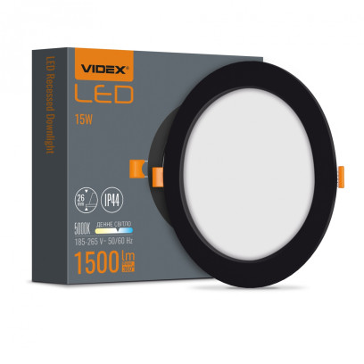 LED світильник Back вбудований круглий VIDEX 15W 5000K Black, VL-DLBR-155B