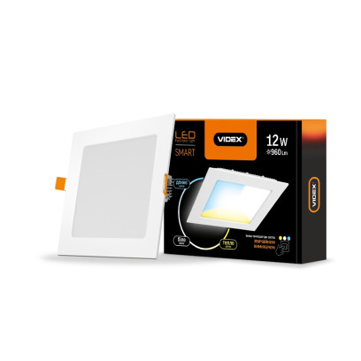 LED світильник з регулюванням яскравості, вбудований Квадрат VIDEX 12W 3000-6200K С3, VL-DLSС3-12