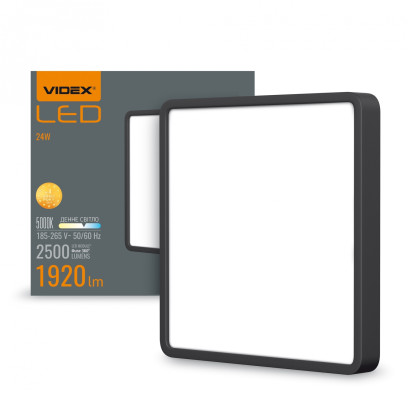 LED Світильник накладний квадрат VIDEX 24W 5000K Black, VL-DLSS-245B