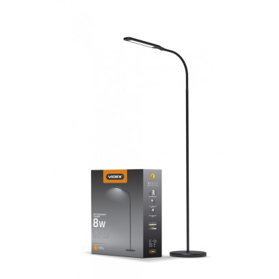 LED торшер напольный черный VIDEX 8W 3000-5500K, VL-TF0702B