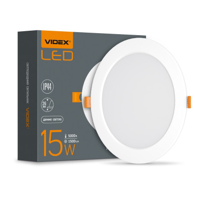 LED светильник встроенный круглый VIDEX 15W 5000K 220V, VL-DLBR-155