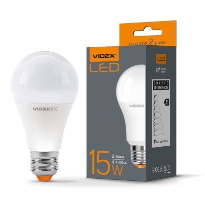 LED лампа VIDEX  A65e 15W E27 3000K, VL-A65e-15273