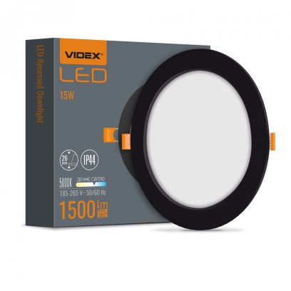 LED світильник Back вбудований круглий VIDEX 15W 5000K Black, VL-DLBR-155B