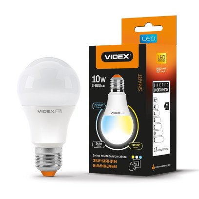 LED лампа с регулировкой цветности VIDEX  A60eC3 10W E27  220V, VL-A60eC3-1027