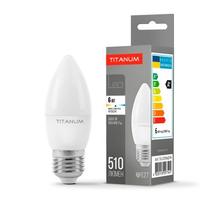 LED лампа TITANUM C37 6W E27 4100K, TLС3706274