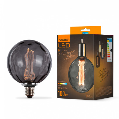 LED лампа VIDEX Filament 4W E27 1800K Smoke, VL-DI-G125FC1980S