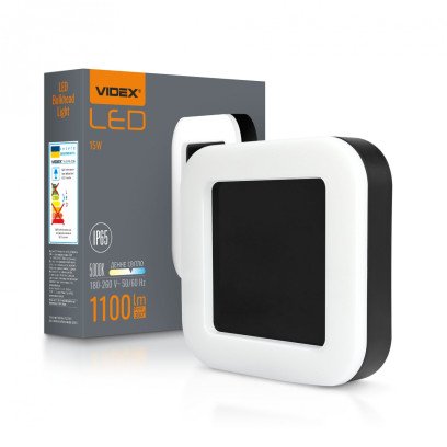 LED світильник ART IP65 квадратний VIDEX 15W 5000K Black, VL-BHFS-155B