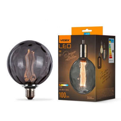 LED лампа VIDEX Filament 4W E27 1800K Smoke, VL-DI-G125FC1980S