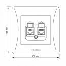 Розетка CAT6+CAT3 подвійна срібний шовк VIDEX BINERA, VF-BNSK2PC6TF3-SS