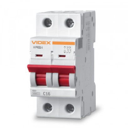 Автоматичний вимикач RS4 2п 16А С 4,5кА VIDEX RESIST, VF-RS4-AV2C16
