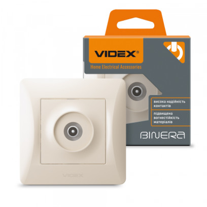 Розетка TV одинарна телевізійна кремова VIDEX BINERA, VF-BNSK1TVME-CR