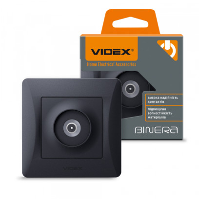 Розетка TV одинарна телевізійна чорний графіт VIDEX BINERA, VF-BNSK1TVME-BG