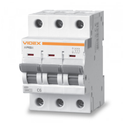 Автоматичний вимикач RS6 3п 6А 6кА С VIDEX RESIST, VF-RS6-AV3C06