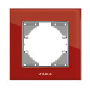 Рамка красное стекло одинарная горизонтальная VIDEX BINERA, VF-BNFRG1H-RD Рамка красное стекло одинарная горизонтальная VIDEX BINERA, VF-BNFRG1H-RD